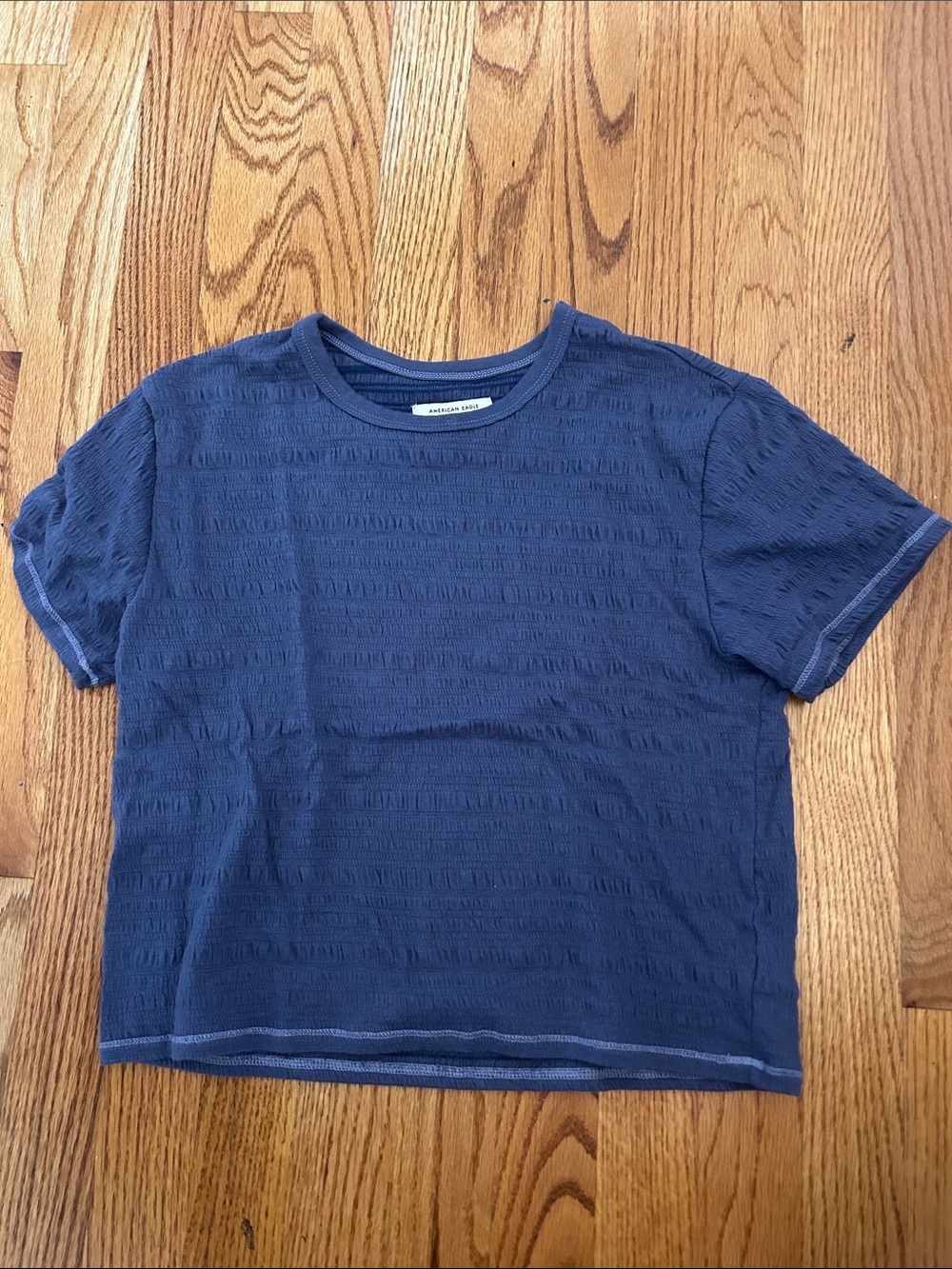 American Eagle Outfitters Navy Blue Short Sleeve Crop Top